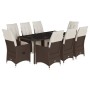 Garden table and chairs set, 9 pieces, with brown PE rattan cushions. by , Garden sets - Ref: Foro24-3276920, Price: 1,00 €, ...