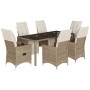 Set de mesa y sillas de jardín 7 pzas y cojines ratán PE beige de , Conjuntos de jardín - Ref: Foro24-3276941, Precio: 856,66...