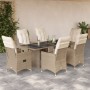 Garden table and chairs set 7 pieces with beige PE rattan cushions by , Garden sets - Ref: Foro24-3276943, Price: 907,99 €, D...