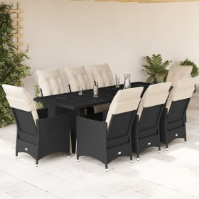 Set de mesa y sillas de jardín 9 pzas y cojines ratán PE negro de , Conjuntos de jardín - Ref: Foro24-3277257, Precio: 1,00 €...