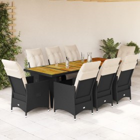 Garden table and chairs set, 9 pieces, with black PE rattan cushions. by , Garden sets - Ref: Foro24-3277255, Price: 1,00 €, ...