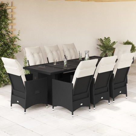 Garden table and chairs set, 9 pieces, with black PE rattan cushions. by , Garden sets - Ref: Foro24-3277234, Price: 1,00 €, ...