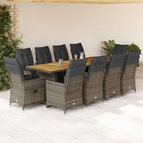 Gartentisch- und Stuhlset 11-teilig mit grauen PE-Rattan-Kissen. von , Gartensets - Ref: Foro24-3277260, Preis: 1,00 €, Rabat...