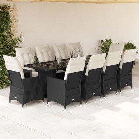 Garden table and chairs set 11 pieces with black PE rattan cushions by , Garden sets - Ref: Foro24-3277236, Price: 1,00 €, Di...