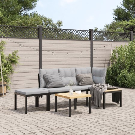 Garden bench cushions 4 pieces steel powder-coated black by , Garden sets - Ref: Foro24-3283640, Price: 282,89 €, Discount: %