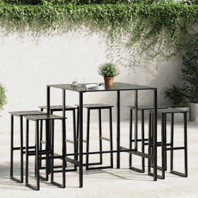 High table and garden stools set 7 pieces black steel by , Garden sets - Ref: Foro24-3283753, Price: 466,68 €, Discount: %