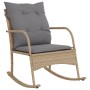 Silla mecedora de jardín con cojines ratán sintético beige de , Sillas de jardín - Ref: Foro24-369021, Precio: 105,27 €, Desc...