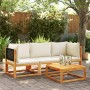 Eck-Gartensofa mit massiven Akazienholz-Kissen von , Outdoor-Sofas - Ref: Foro24-4008168, Preis: 143,99 €, Rabatt: %