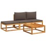 Set of garden sofas with 4-piece solid acacia wood cushions by , Garden sets - Ref: Foro24-3278912, Price: 358,52 €, Discount: %