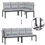 Set of garden sofas and cushions, 7 pieces, coated in black powder-coated steel. by , Garden sets - Ref: Foro24-3283656, Pric...