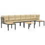 Gartensofa-Set mit 5-teiligen Kissen, pulverbeschichtetem schwarzen Stahl. von , Gartensets - Ref: Foro24-3283663, Preis: 418...