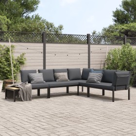 Garden sofa set with cushions, 4 pieces, black aluminum by , Garden sets - Ref: Foro24-3283682, Price: 594,03 €, Discount: %