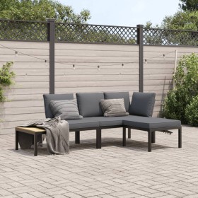 Gartensofagarnitur mit 3-teiligen Kissen, Schwarz, aus Aluminium. von , Gartensets - Ref: Foro24-3283680, Preis: 379,23 €, Ra...