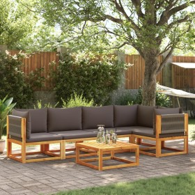 Garden sofa set with 6 pieces, solid acacia wood, and cushions. by , Outdoor sofas - Ref: Foro24-3278829, Price: 711,65 €, Di...