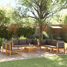 Set de sofás de jardín con cojines 9 pzas madera maciza acacia de , Sofás de exterior - Ref: Foro24-3278834, Precio: 1,00 €, ...