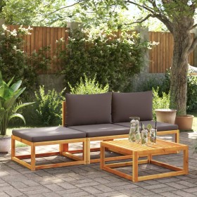 Set of garden sofas with 4-piece solid acacia wood cushions by , Outdoor sofas - Ref: Foro24-3278843, Price: 360,99 €, Discou...