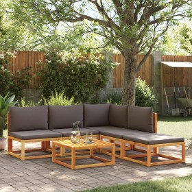 Gartensofagarnitur mit 6-teiligen massiven Akazienholz-Kissen. von , Outdoor-Sofas - Ref: Foro24-3278841, Preis: 611,72 €, Ra...