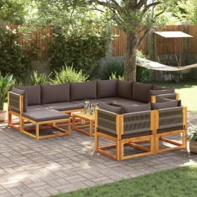 Garden sofa set with 10 pieces, solid acacia wood with cushions. by , Outdoor sofas - Ref: Foro24-3278836, Price: 1,00 €, Dis...