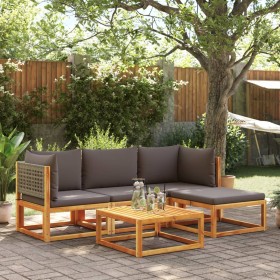 Garden sofa set with 5 pieces, solid acacia wood, and cushions. by , Garden sets - Ref: Foro24-3278895, Price: 524,52 €, Disc...