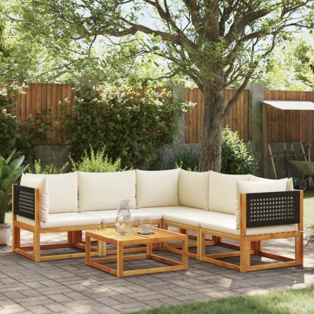 Garden sofa set with 6 pieces, solid acacia wood, and cushions. by , Garden sets - Ref: Foro24-3278874, Price: 684,39 €, Disc...