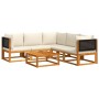 Garden sofa set with 6 pieces, solid acacia wood, and cushions. by , Garden sets - Ref: Foro24-3278874, Price: 684,39 €, Disc...