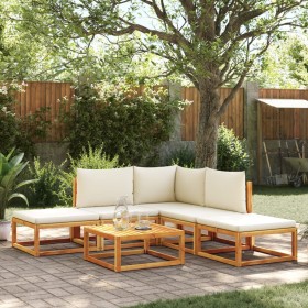 Garden sofa set with 6 pieces, solid acacia wood, and cushions. by , Garden sets - Ref: Foro24-3278869, Price: 566,75 €, Disc...