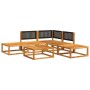 Garden sofa set with 6 pieces, solid acacia wood, and cushions. by , Garden sets - Ref: Foro24-3278869, Price: 566,75 €, Disc...