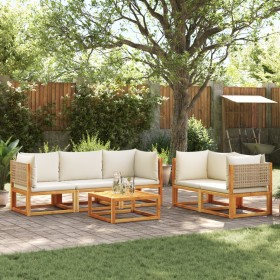 Garden sofa set with 6 pieces, solid acacia wood, and cushions. by , Garden sets - Ref: Foro24-3278925, Price: 718,99 €, Disc...