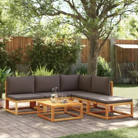 Garden sofa set with 6 pieces, solid acacia wood, and cushions. by , Garden sets - Ref: Foro24-3278910, Price: 601,99 €, Disc...