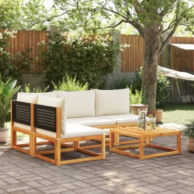 Garden sofa set with 5 pieces, solid acacia wood, and cushions. by , Garden sets - Ref: Foro24-3278888, Price: 521,99 €, Disc...