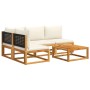 Garden sofa set with 5 pieces, solid acacia wood, and cushions. by , Garden sets - Ref: Foro24-3278888, Price: 520,82 €, Disc...