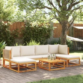 Garden sofa set with 7 pieces, solid acacia wood, and cushions. by , Garden sets - Ref: Foro24-3278931, Price: 709,22 €, Disc...