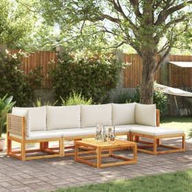 Garden sofa set with 6 pieces, solid acacia wood, and cushions. by , Garden sets - Ref: Foro24-3278919, Price: 629,83 €, Disc...