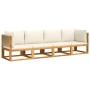 Set of garden sofas with 4-piece solid acacia wood cushions by , Outdoor sofas - Ref: Foro24-3278855, Price: 504,65 €, Discou...