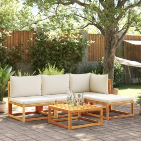 Garden sofa set with 5 pieces, solid acacia wood, and cushions. by , Outdoor sofas - Ref: Foro24-3278848, Price: 502,10 €, Di...