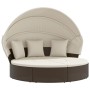 Garden sunbed with canopy and brown PE rattan cushions by , Outdoor beds - Ref: Foro24-362253, Price: 497,31 €, Discount: %