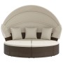 Garden sunbed with canopy and brown PE rattan cushions by , Outdoor beds - Ref: Foro24-362253, Price: 497,31 €, Discount: %