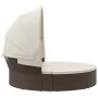 Garden sunbed with canopy and brown PE rattan cushions by , Outdoor beds - Ref: Foro24-362253, Price: 497,31 €, Discount: %