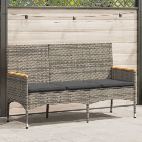 3-seater garden bench with gray synthetic rattan cushions by , garden benches - Ref: Foro24-365442, Price: 123,59 €, Discount: %