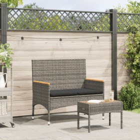 Garden bench 2 seats with cushions and gray PE rattan table by , Garden furniture - Ref: Foro24-365440, Price: 119,37 €, Disc...