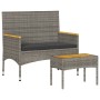 Garden bench 2 seats with cushions and gray PE rattan table by , Garden furniture - Ref: Foro24-365440, Price: 119,37 €, Disc...