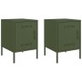 Bedside tables 2 units olive green steel 36x39x50.5 cm by , Nightstands - Ref: Foro24-842919, Price: 119,83 €, Discount: %