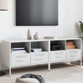 TV-Möbel, 2-teilig, aus kaltgewalztem Stahl, weiß, 68x39x50,5 cm. von , TV-Möbel - Ref: Foro24-843053, Preis: 294,99 €, Rabat...