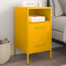 Mesita de noche acero laminado en frío amarillo 36x39x68 cm de , Mesitas de noche - Ref: Foro24-843072, Precio: 81,99 €, Desc...