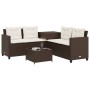 L-shaped garden sofa with table and brown PE rattan cushions by , Garden sets - Ref: Foro24-369028, Price: 371,57 €, Discount: %