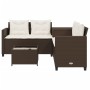 L-shaped garden sofa with table and brown PE rattan cushions by , Garden sets - Ref: Foro24-369028, Price: 371,57 €, Discount: %