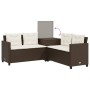 L-shaped garden sofa with table and brown PE rattan cushions by , Garden sets - Ref: Foro24-369028, Price: 371,57 €, Discount: %