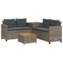 Gartensofa in L-Form mit Tisch und grauen PE-Rattan-Kissen. von , Gartensets - Ref: Foro24-369037, Preis: 374,79 €, Rabatt: %