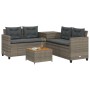 Gartensofa in L-Form mit Tisch und grauen PE-Rattan-Kissen. von , Gartensets - Ref: Foro24-369037, Preis: 374,79 €, Rabatt: %