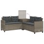 Gartensofa in L-Form mit Tisch und grauen PE-Rattan-Kissen. von , Gartensets - Ref: Foro24-369037, Preis: 374,79 €, Rabatt: %